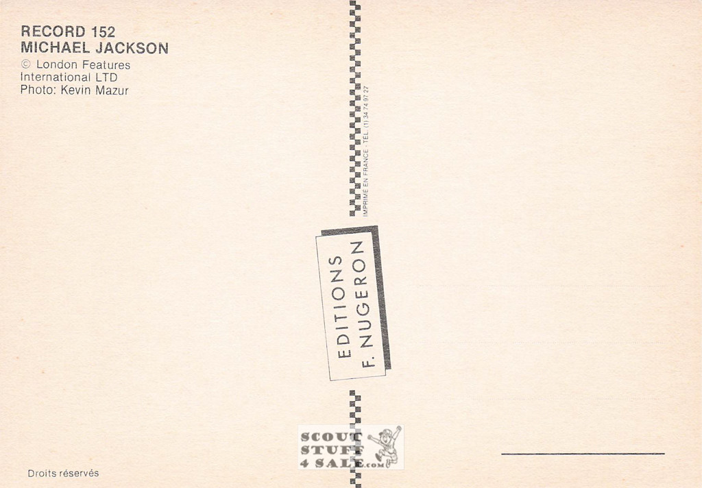 Michael Jackson French Postcard, Editions Nugeron #RECORD152