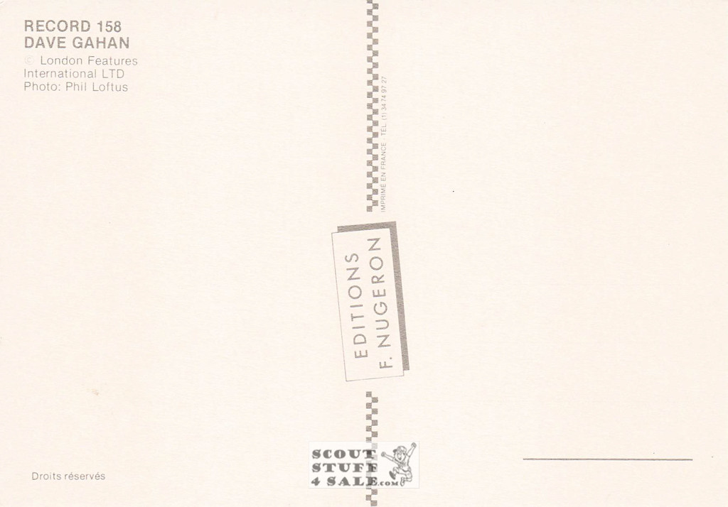 Dave Gahan French Postcard, Editions Nugeron #RECORD158