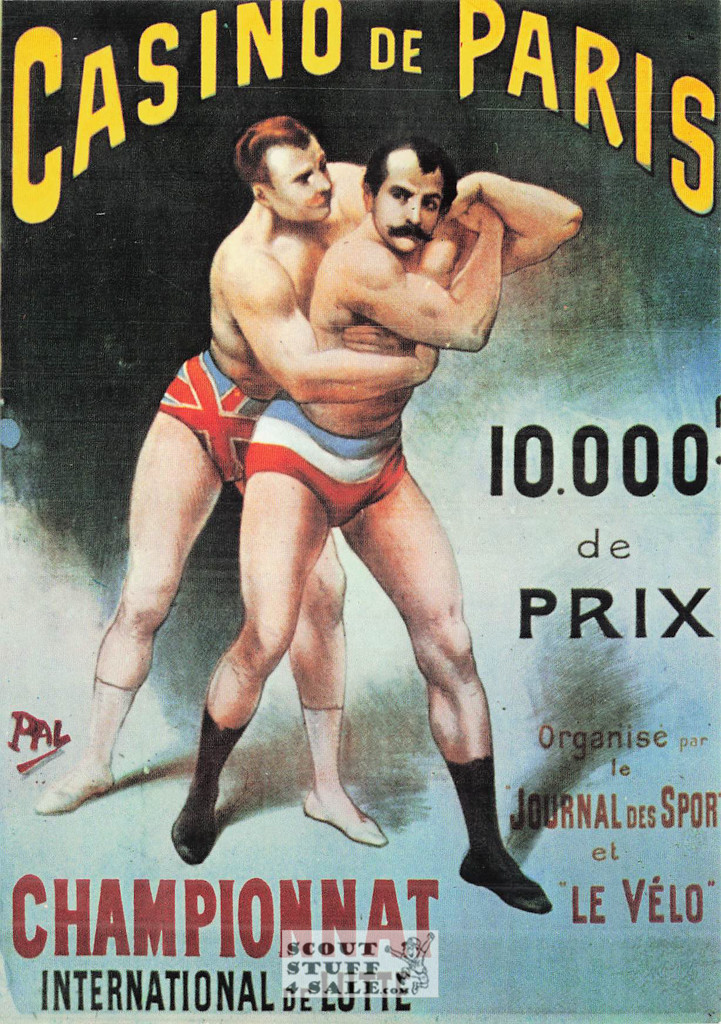 1900's French Sport Promotion Poster on Postcard, Wrestling, Editions Nugeron #S8