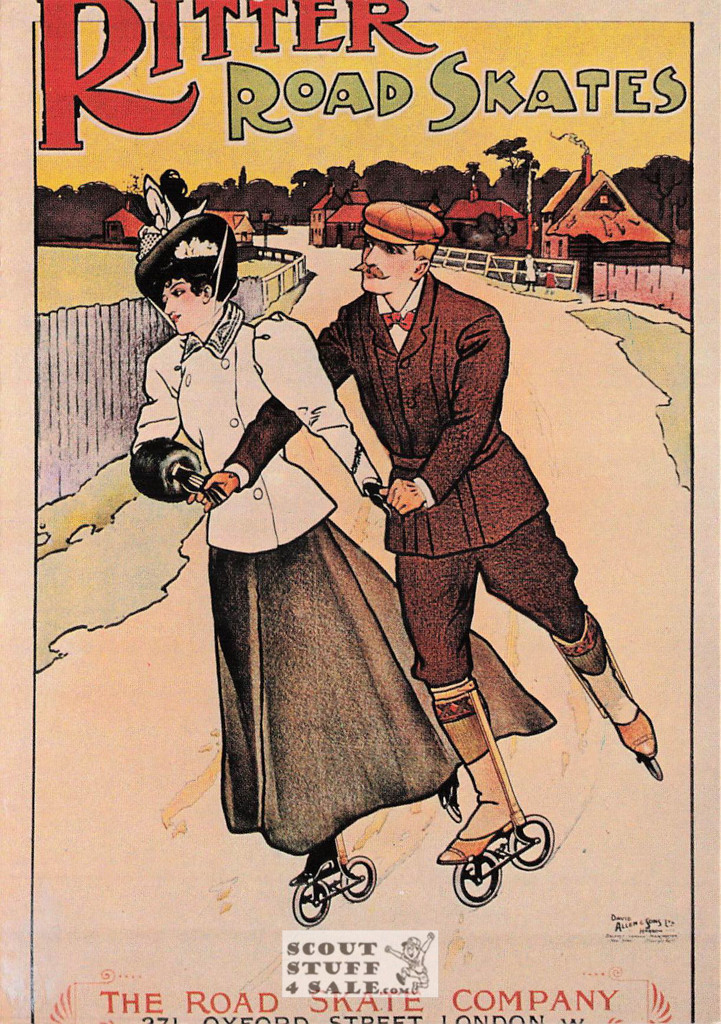 1900's French Sport Promotion Poster on Postcard, Ritter Road Skates, Nugeron #S11