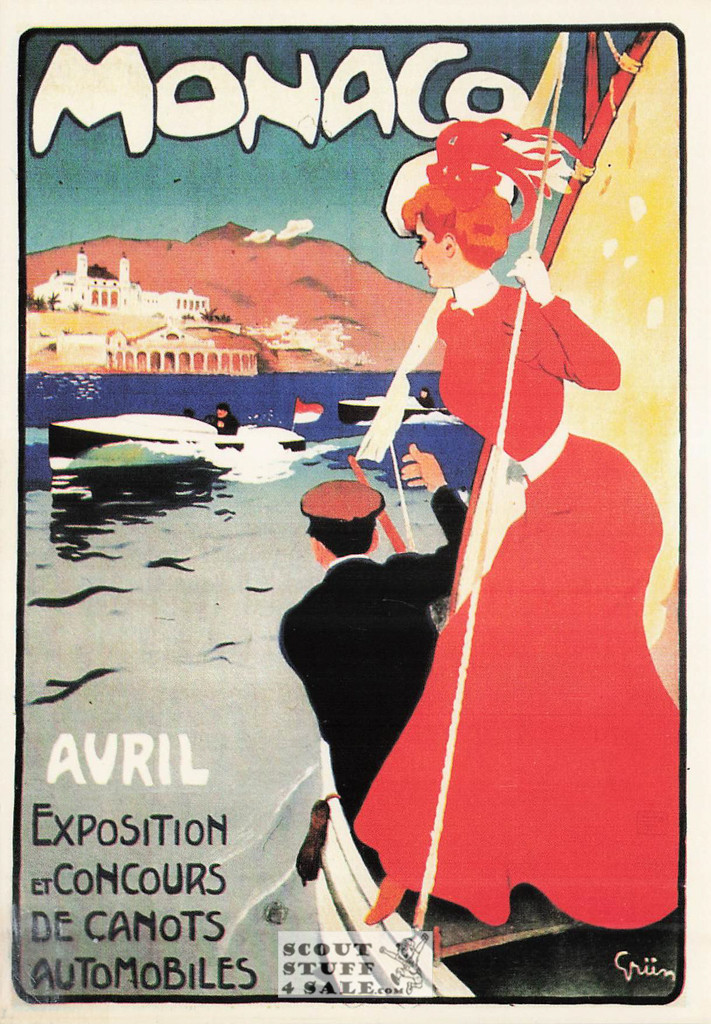 1900's French Sport Promotion Poster on Postcard, Monaco Sailing, Nugeron #S13