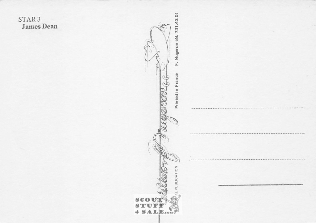 James Dean French Postcard, Editions Nugeron #STAR3