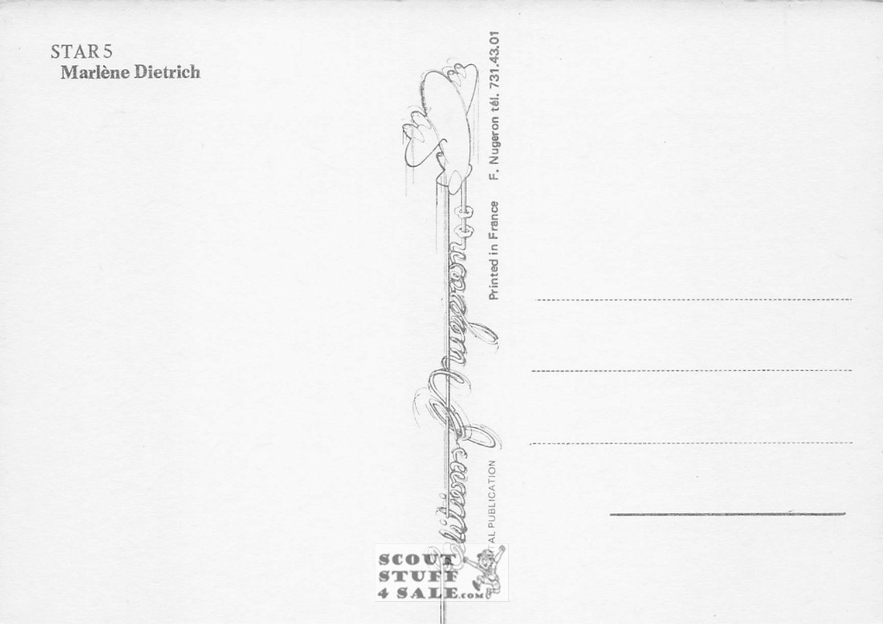 Marlene Dietrich French Postcard, Editions Nugeron #STAR5