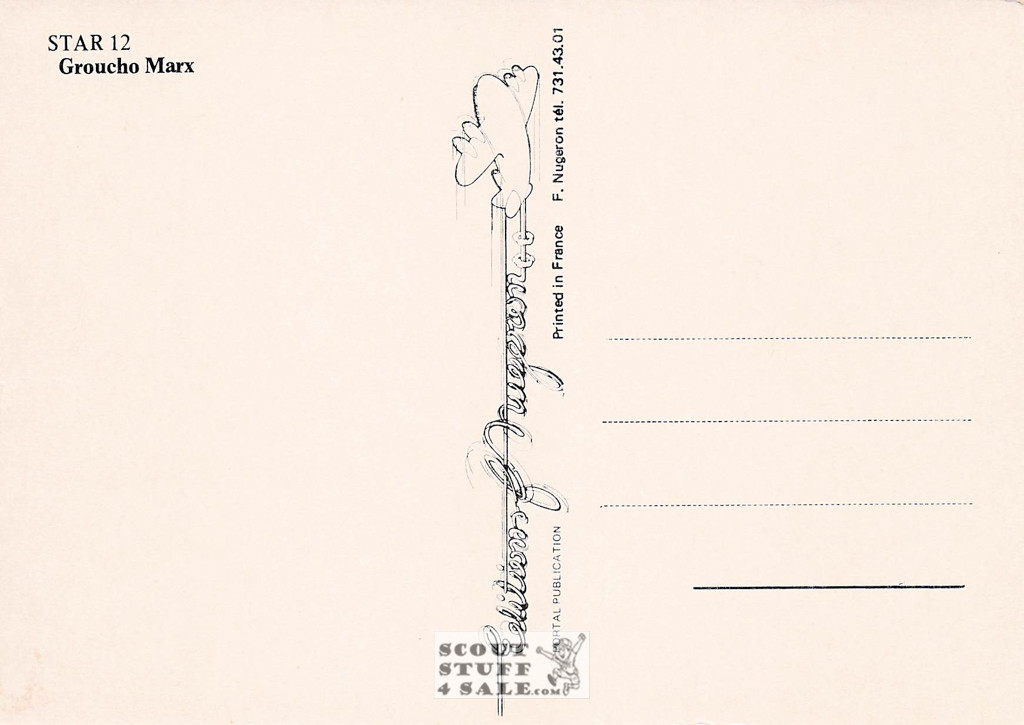 Groucho Marx French Postcard, Editions Nugeron #STAR12