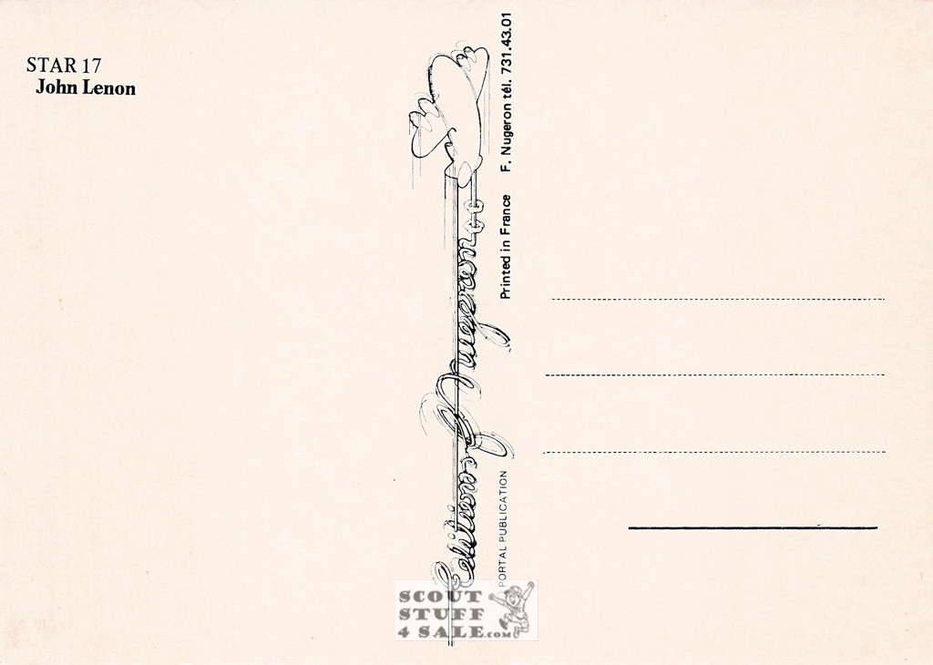 John Lennon French Postcard, Editions Nugeron #STAR17