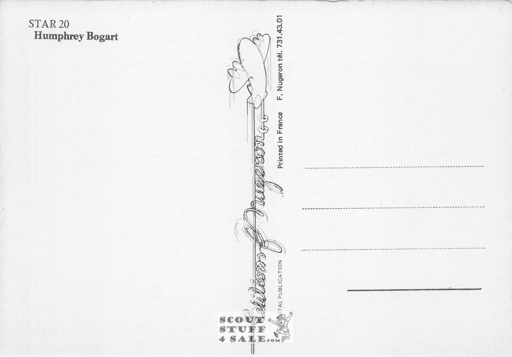 Humphrey Bogart French Postcard, Editions Nugeron #STAR20