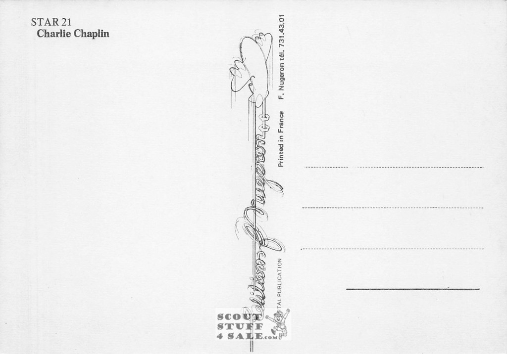 Charlie Chaplin French Postcard, Editions Nugeron #STAR21