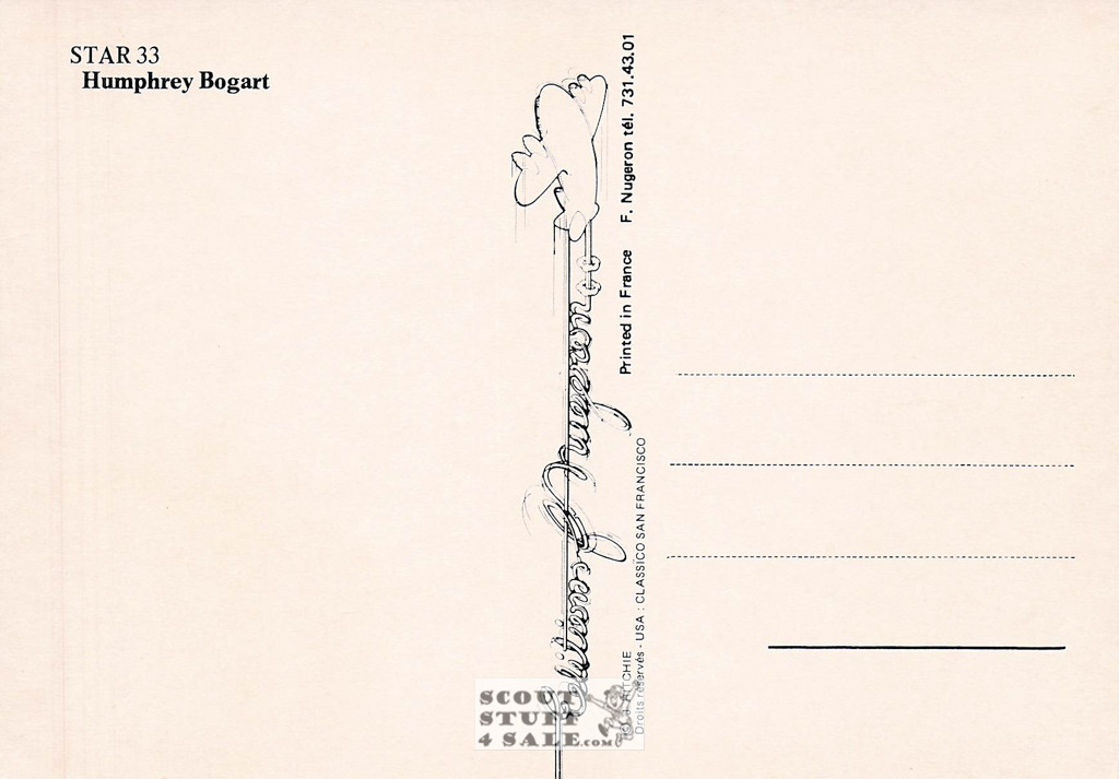 Humphrey Bogart French Postcard, Editions Nugeron #STAR33