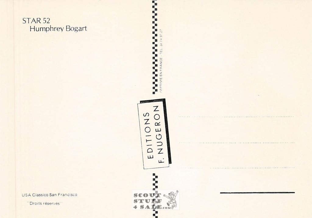 Humphrey Bogart French Postcard, Editions Nugeron #STAR52