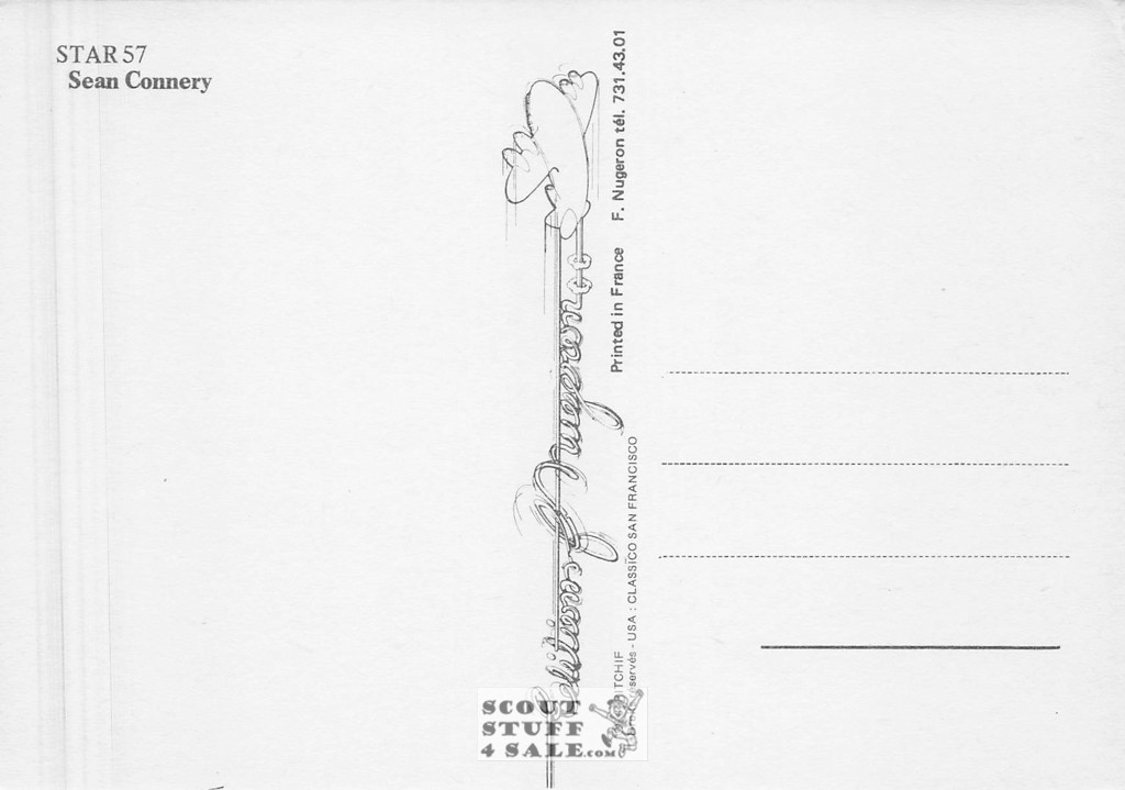 Sean Connery French Postcard, Editions Nugeron #STAR57