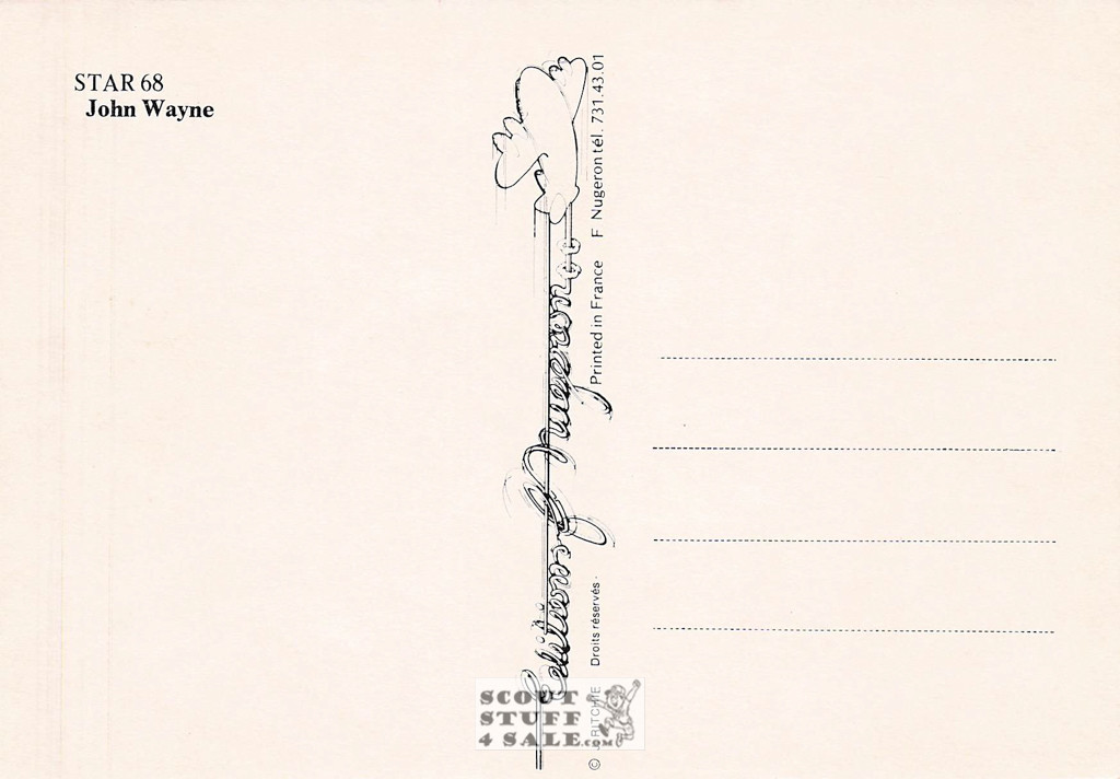 John Wayne French Postcard, Editions Nugeron #STAR68