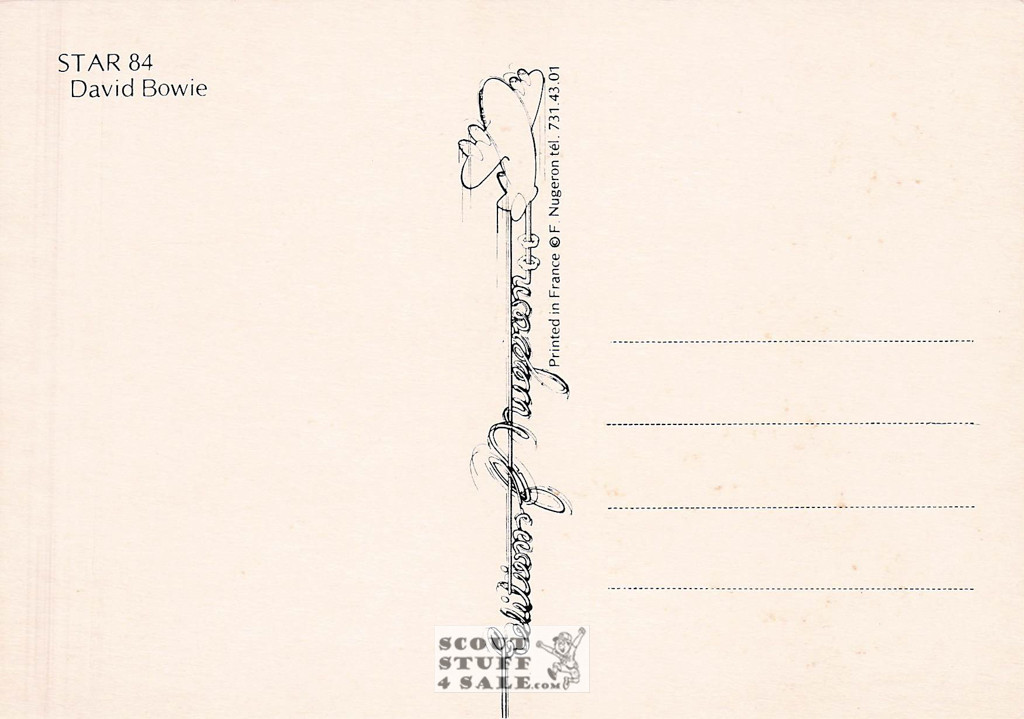 David Bowie French Postcard, Editions Nugeron #STAR84