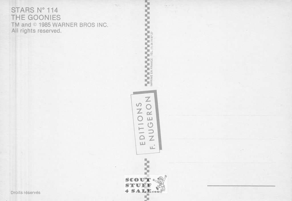 The Goonies French Postcard, Editions Nugeron #STAR114