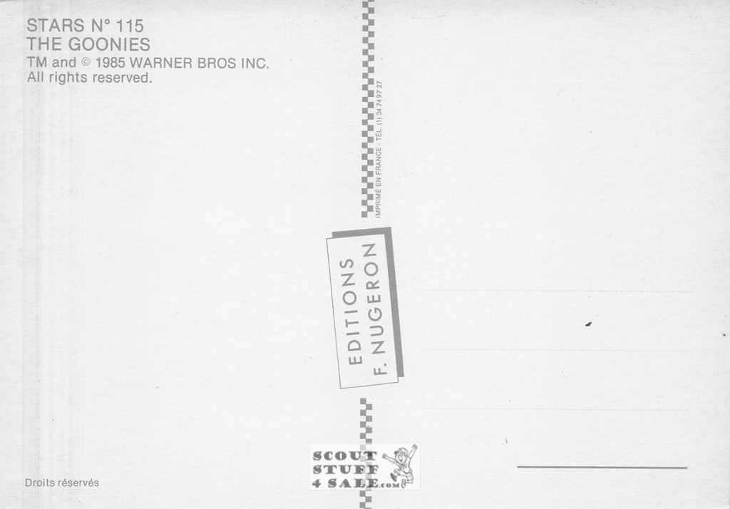 The Goonies French Postcard, Editions Nugeron #STAR115