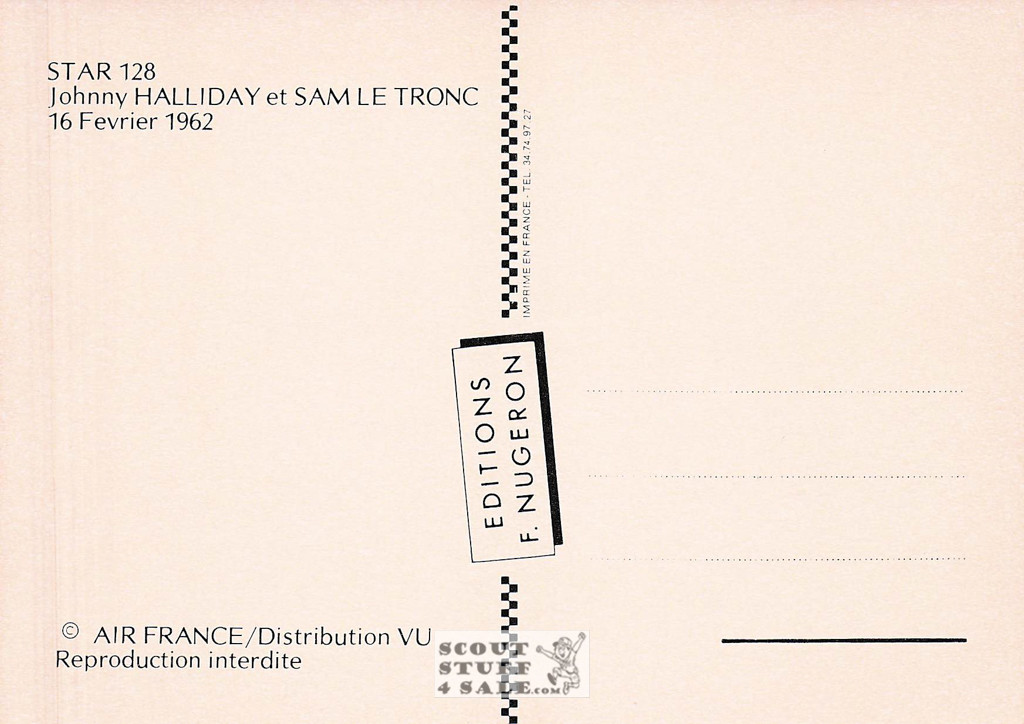 Johnny Hallyday French Postcard, Editions Nugeron #STAR128