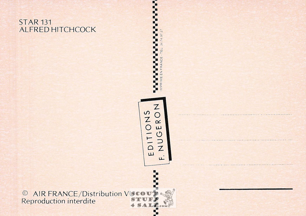 Alfred Hitchcock French Postcard, Editions Nugeron #STAR131