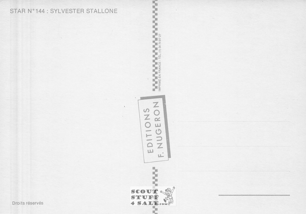 Sylvester Stallone French Postcard, Editions Nugeron #STAR144