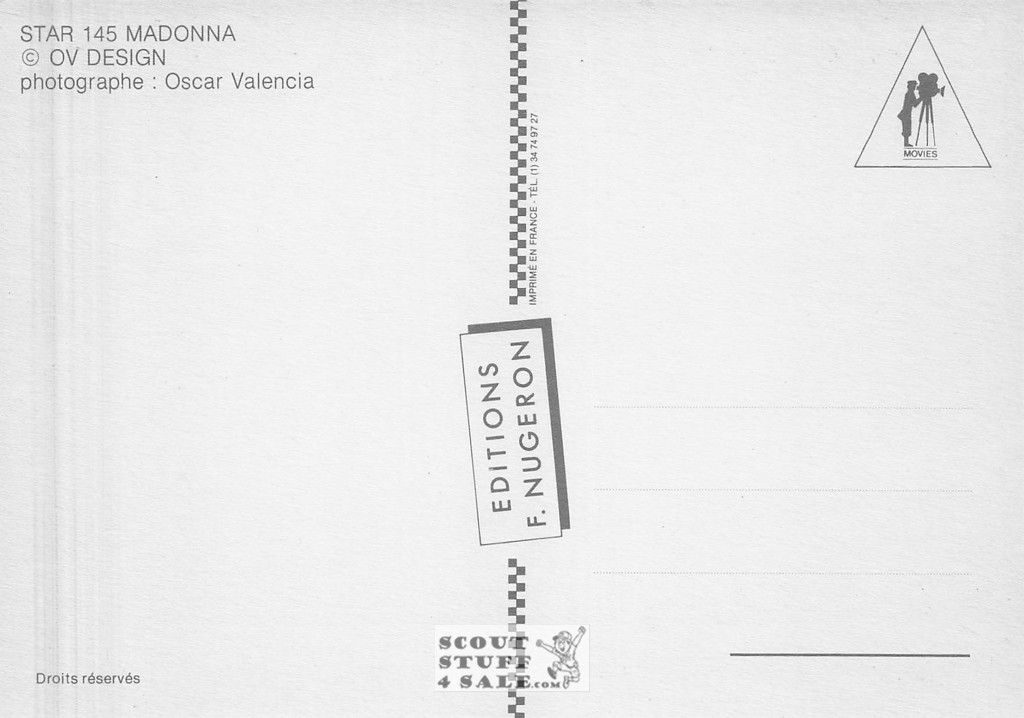 Madonna French Postcard, Editions Nugeron #STAR145