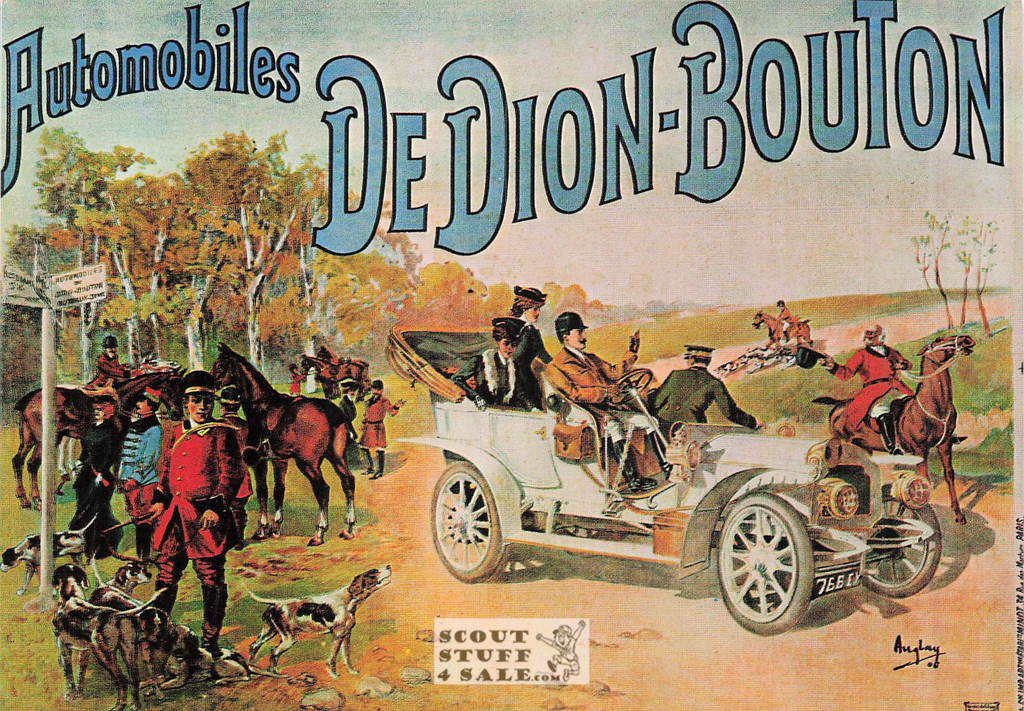 1900's French Advertising Poster on Postcard, De Dion-Bouton Automobiles , #VA3