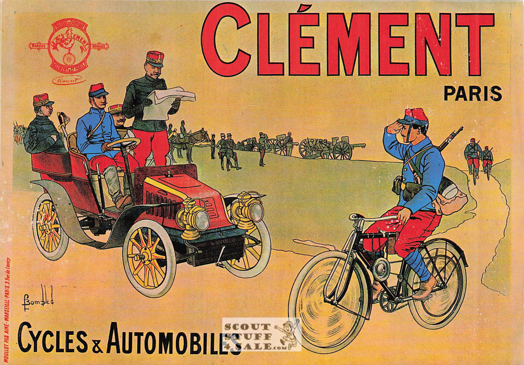 1900's French Advertising Poster on Postcard, Clement Cycles & Automobiles, #VA4