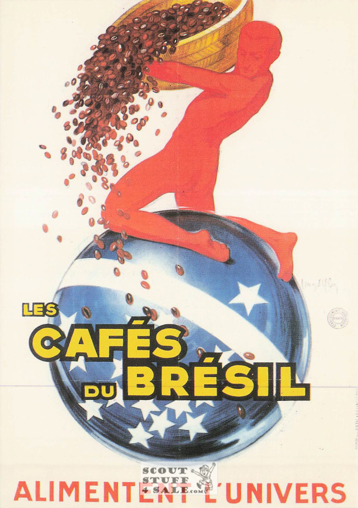 1900's French Advertising Poster on Postcard, Brazil Coffee, Editions Nugeron #VA23