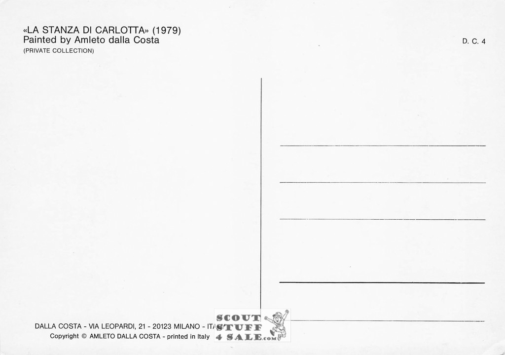 La Stanza Di Carlotta - 1979 Painting by Amleto Dalla Costa on Postcard, Italian, #DC4