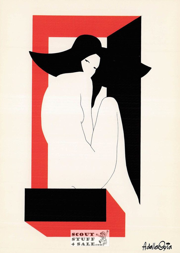 Il Cappello Nero - 1980 Painting by Amleto Dalla Costa on Postcard, Italian, #DC27