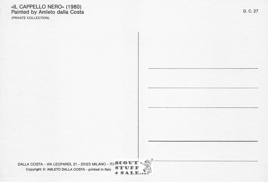 Il Cappello Nero - 1980 Painting by Amleto Dalla Costa on Postcard, Italian, #DC27