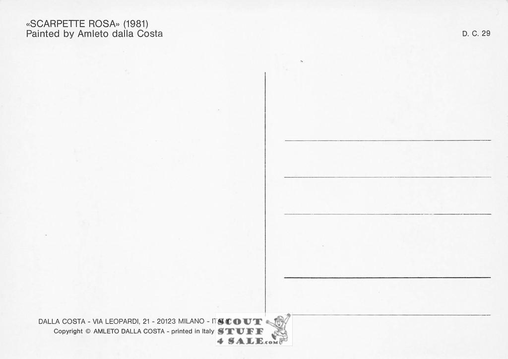 Scarpette Rosa - 1981 Painting by Amleto Dalla Costa on Postcard, Italian, #DC29