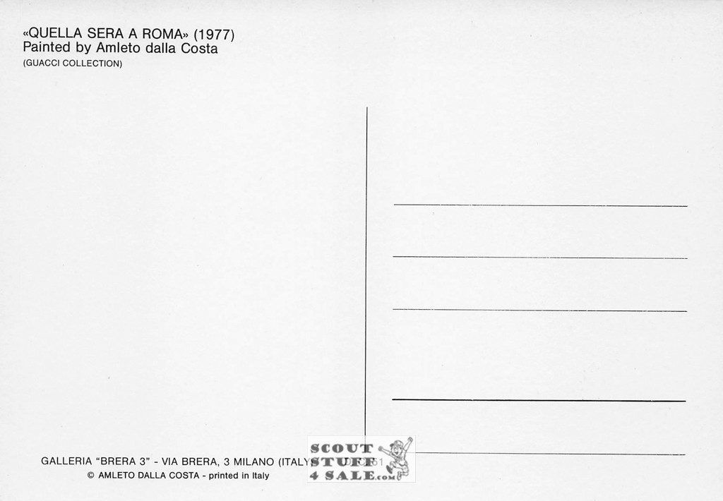 Quella Sera A Roma - 1977 Painting by Amleto Dalla Costa on Postcard, Italian, #DC51