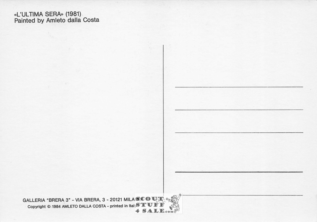 L'Ultima Sera - 1981 Painting by Amleto Dalla Costa on Postcard, Italian, #DC78