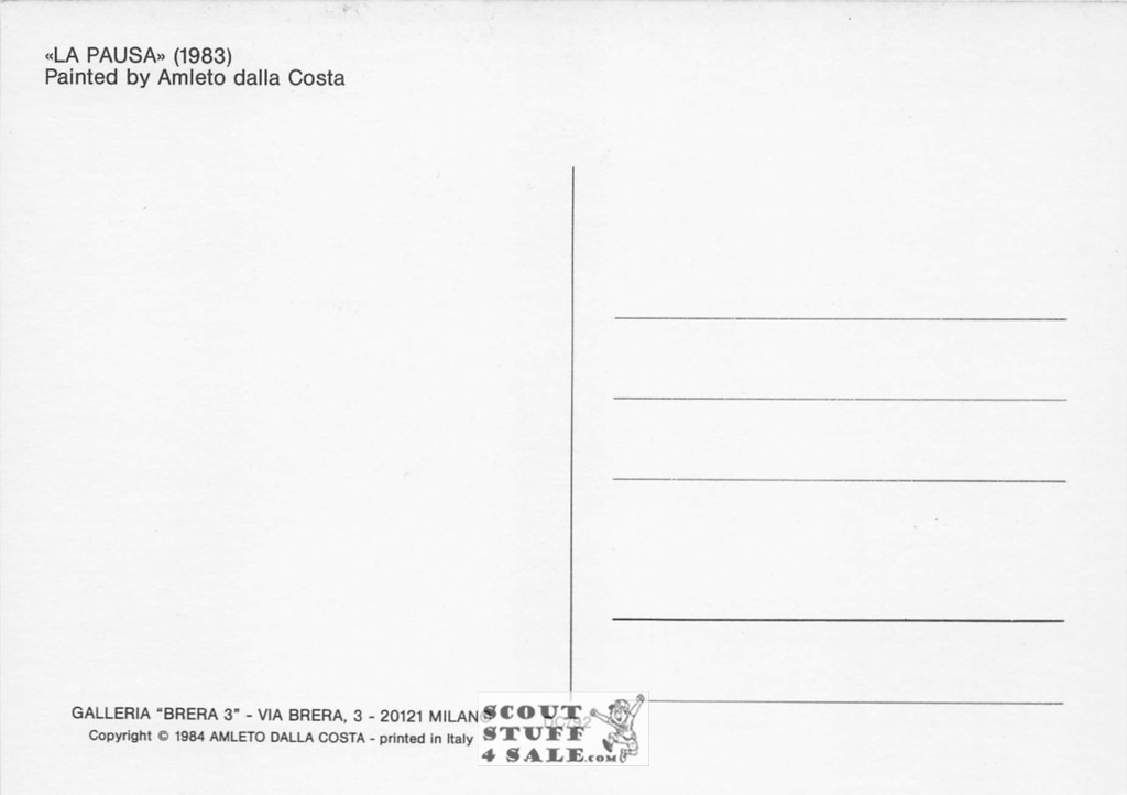 La Pausa - 1983 Painting by Amleto Dalla Costa on Postcard, Italian, #DC92