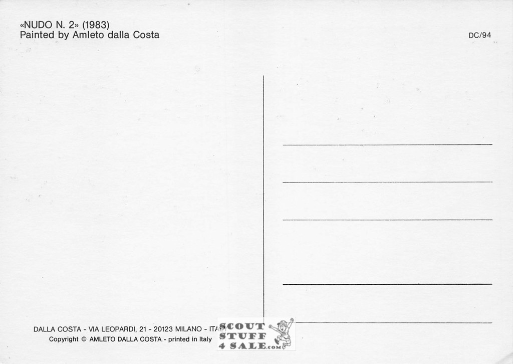 Nudo N.2 - 1983 Painting by Amleto Dalla Costa on Postcard, Italian, #DC94