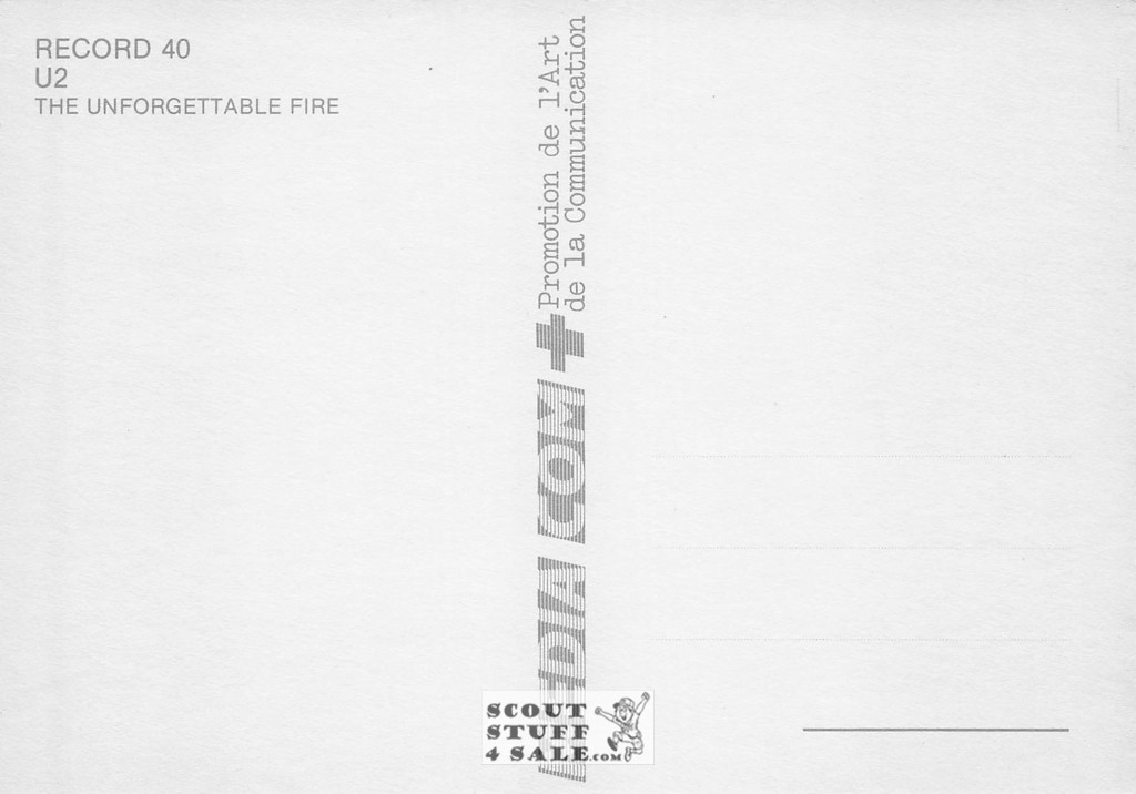 U2 The Forgettable Fire Album French Postcard, Media Comm #RECORD40
