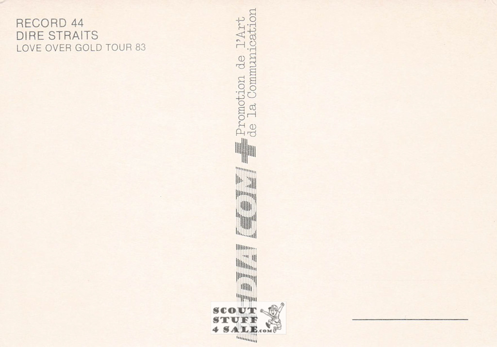 Dire Straits Love Over Fold 1983 Tour French Postcard, Media Comm #RECORD44