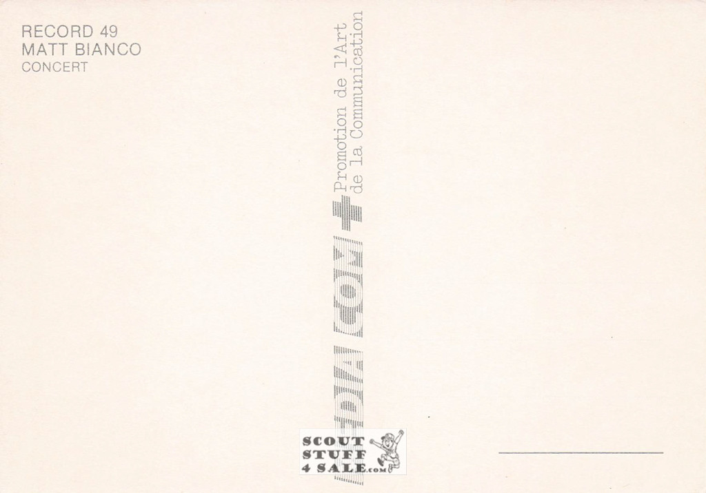 Matt Bianco 1986 Concert French Postcard, Media Comm #RECORD49