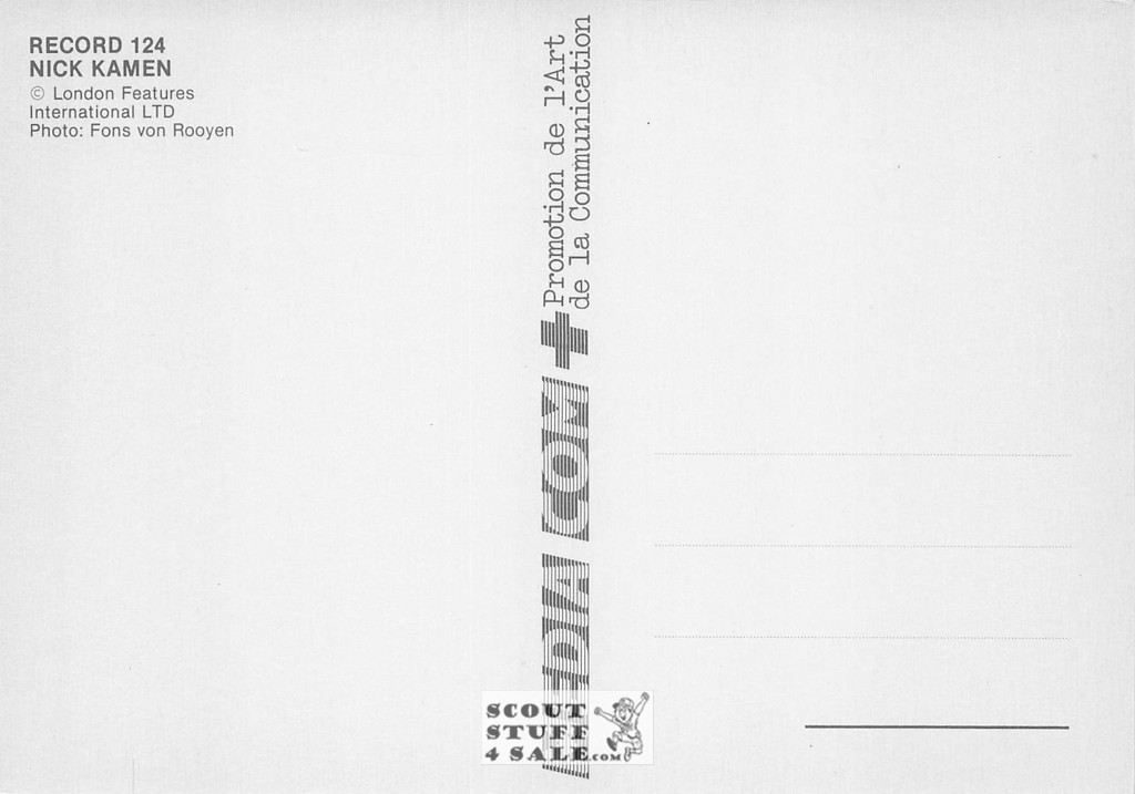 Nick Kamen French Postcard, Media Comm #RECORD124