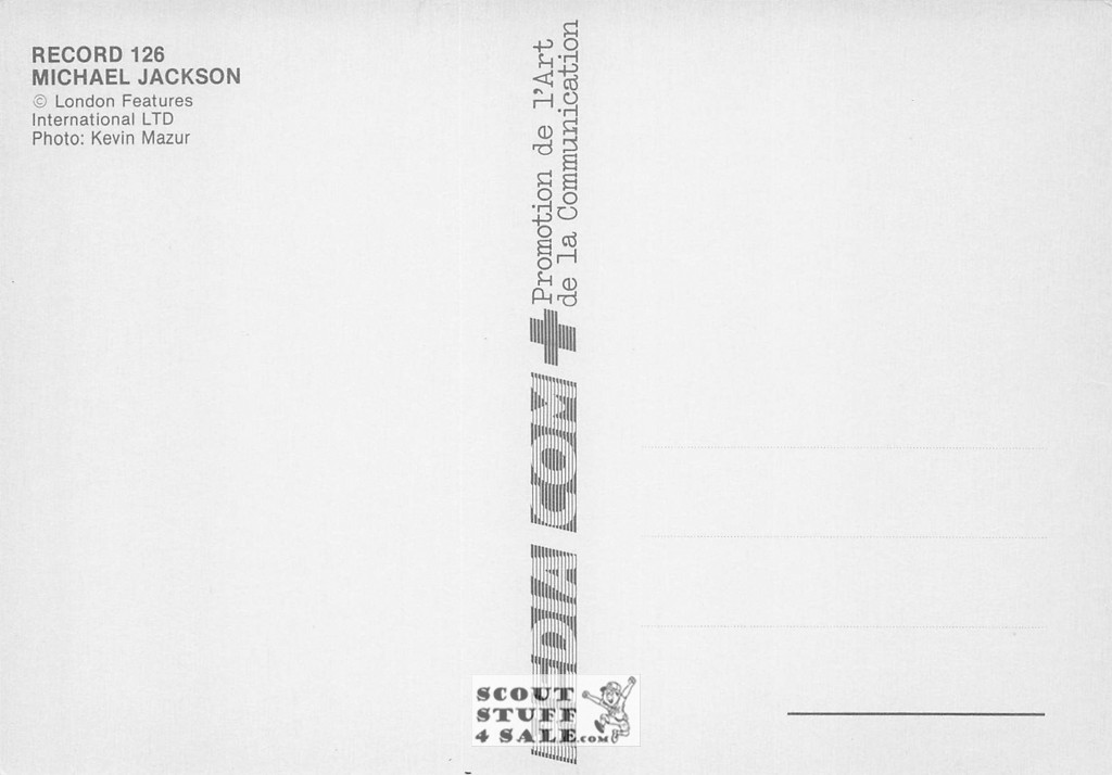 Michael Jackson French Postcard, Media Comm #RECORD126