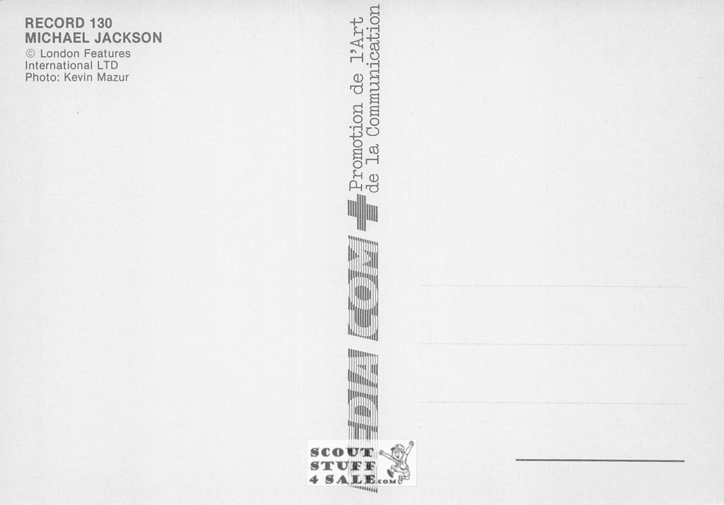 Michael Jackson French Postcard, Media Comm #RECORD130