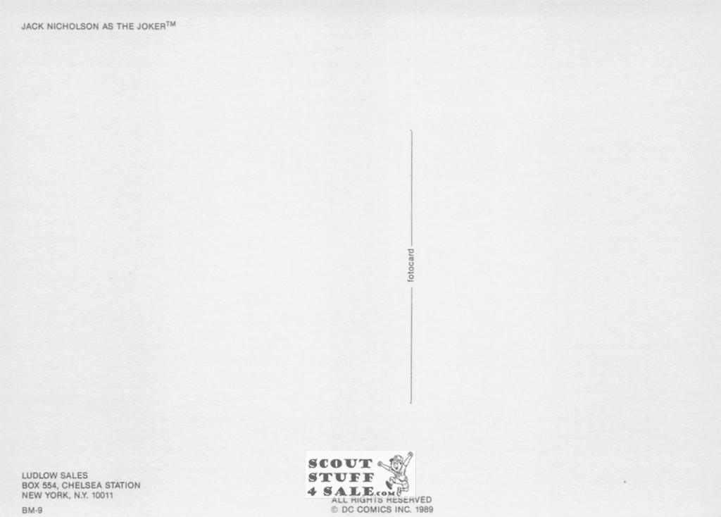 Jack Nicholson as the Joker, Batman Postcard, DC Comics, Ludlow Sales #BM9