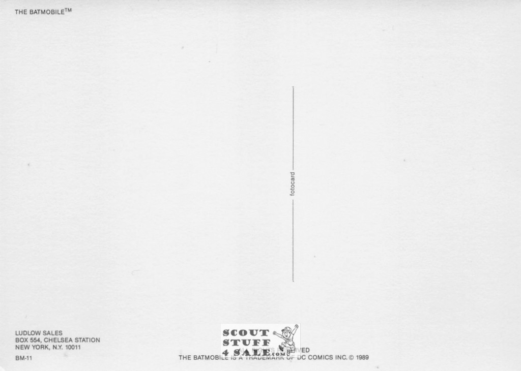 The Batmobile, Batman Postcard, DC Comics, Ludlow Sales #BM11