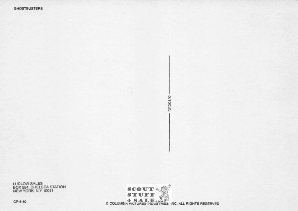 Ghostbusters Movie Postcard, Ludlow Sales #CP5