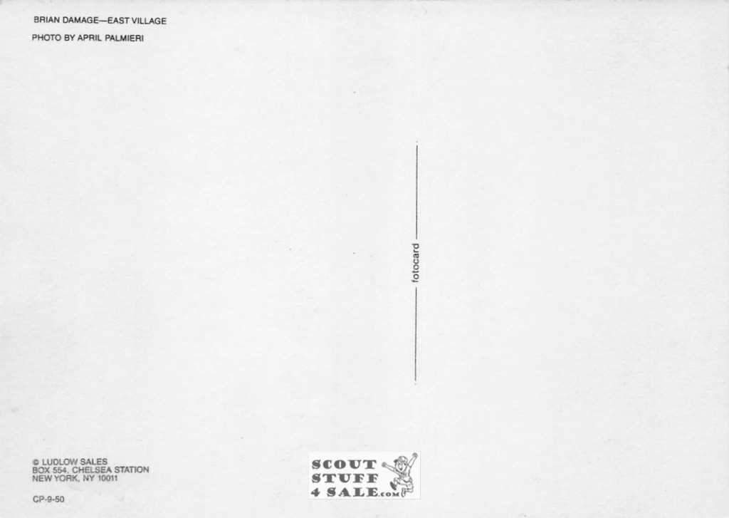 Brian Damage Postcard, East Village, Photo by April Palimeri, Ludlow Sales #CP9