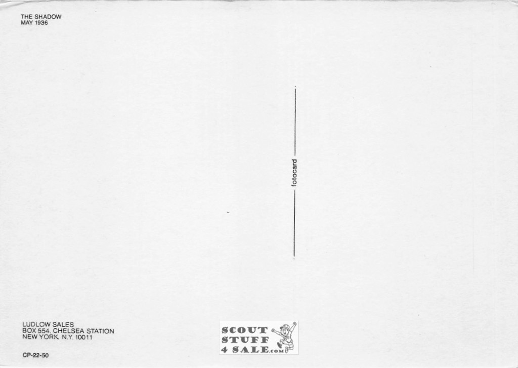 The Shadow Magazine Cover May 1936 Postcard, Ludlow Sales #CP22