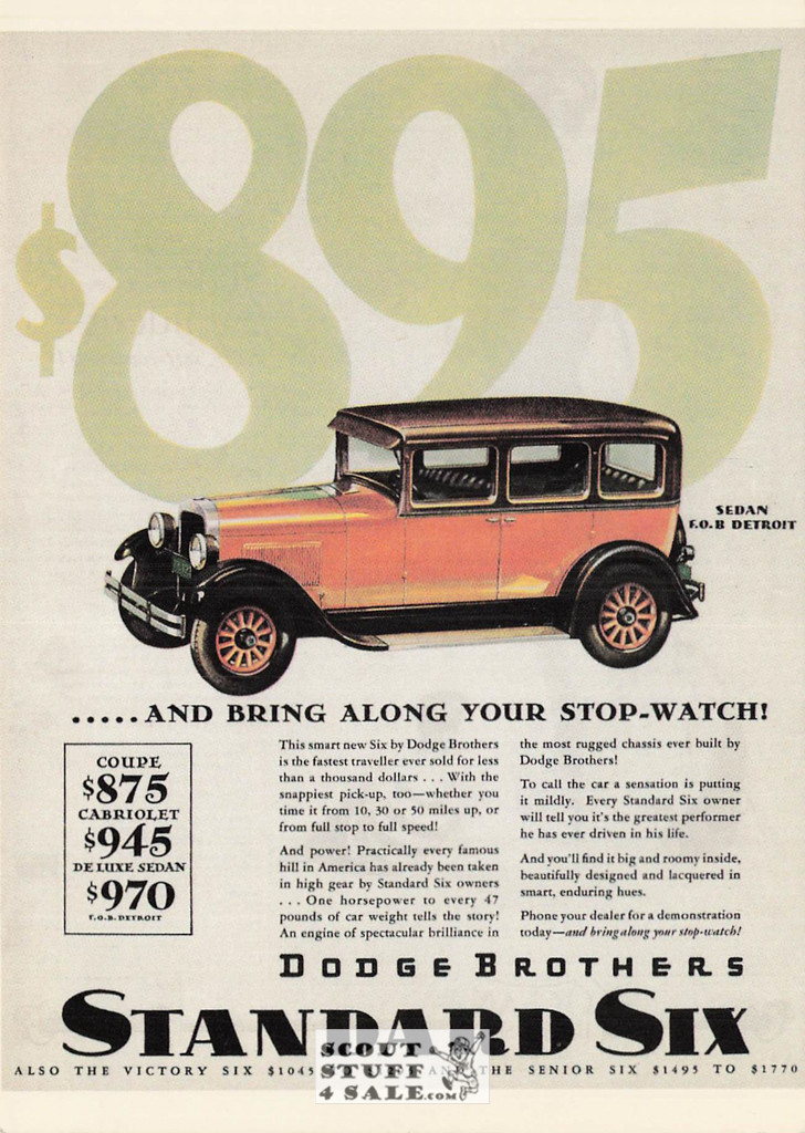 Dodge Brothers Standard Six  Automobiles Advertisement, Ludlow Sales #CP30