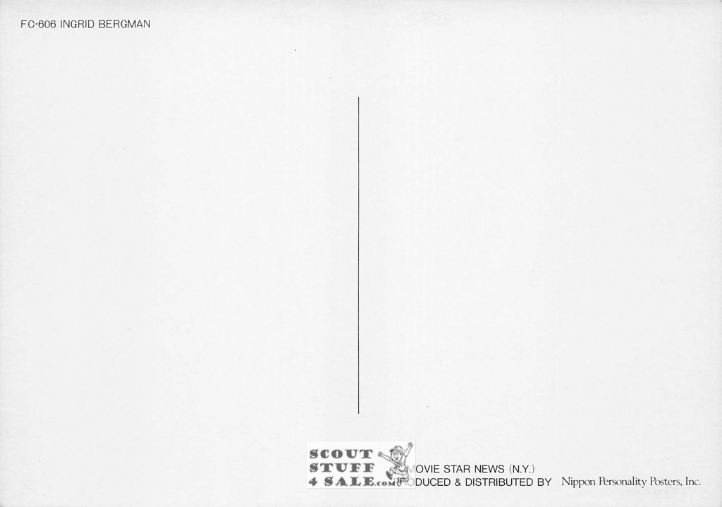 Ingrid Bergman Sepia Print Postcard, Ludlow Sales #FC606