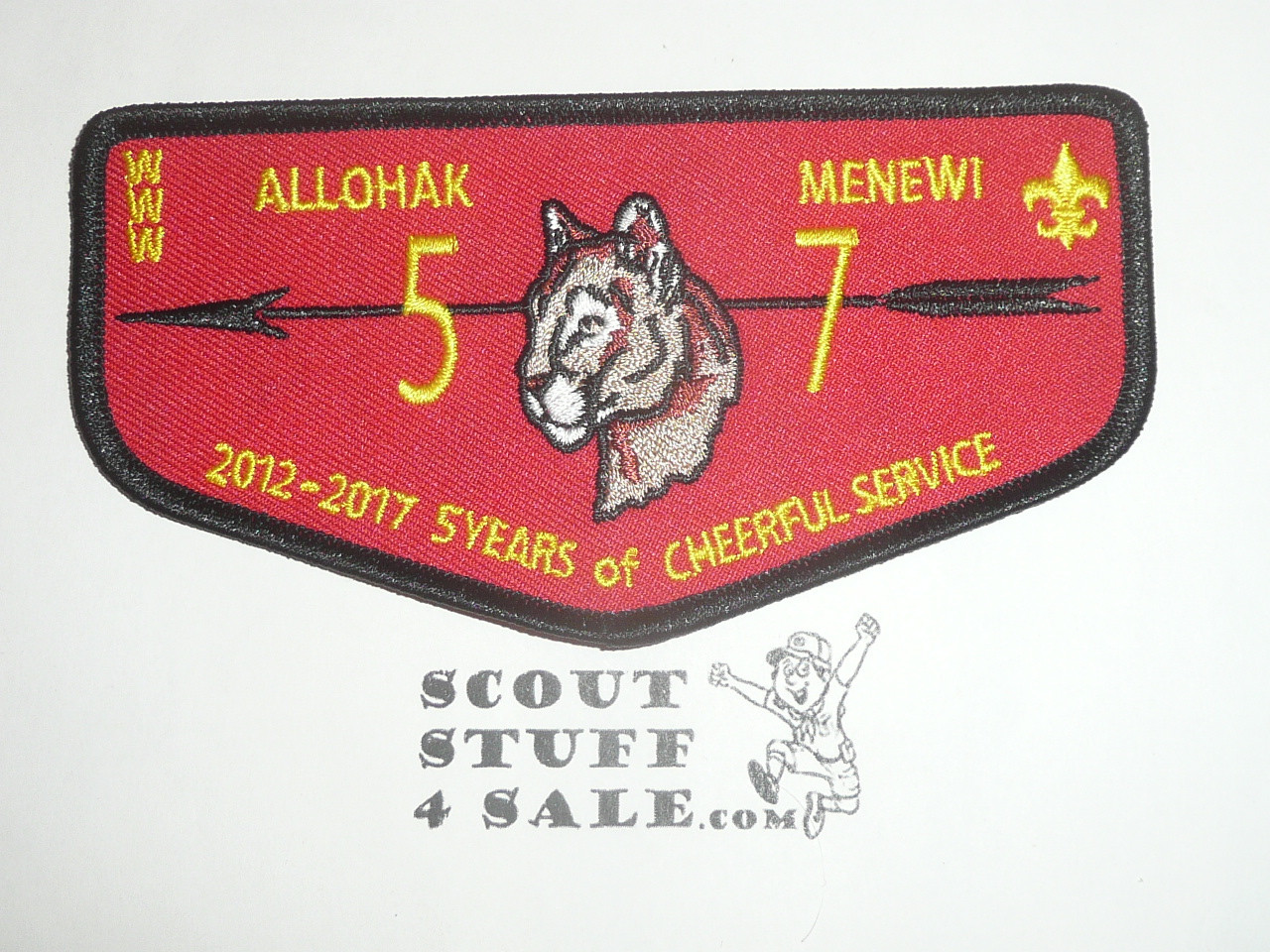 Order of the Arrow Lodge #57 Allohak Menewi 2017 5th Anniversary Flap Patch
