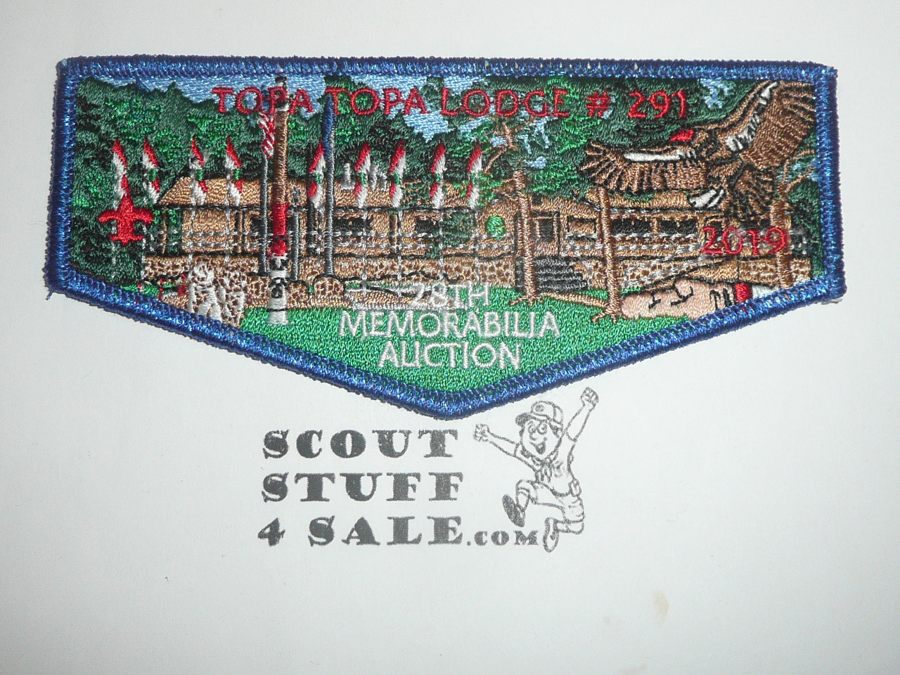 Order of the Arrow Lodge #291 Topa Topa 2019 Memorabilia Auction Flap Patch, blue mylar bdr