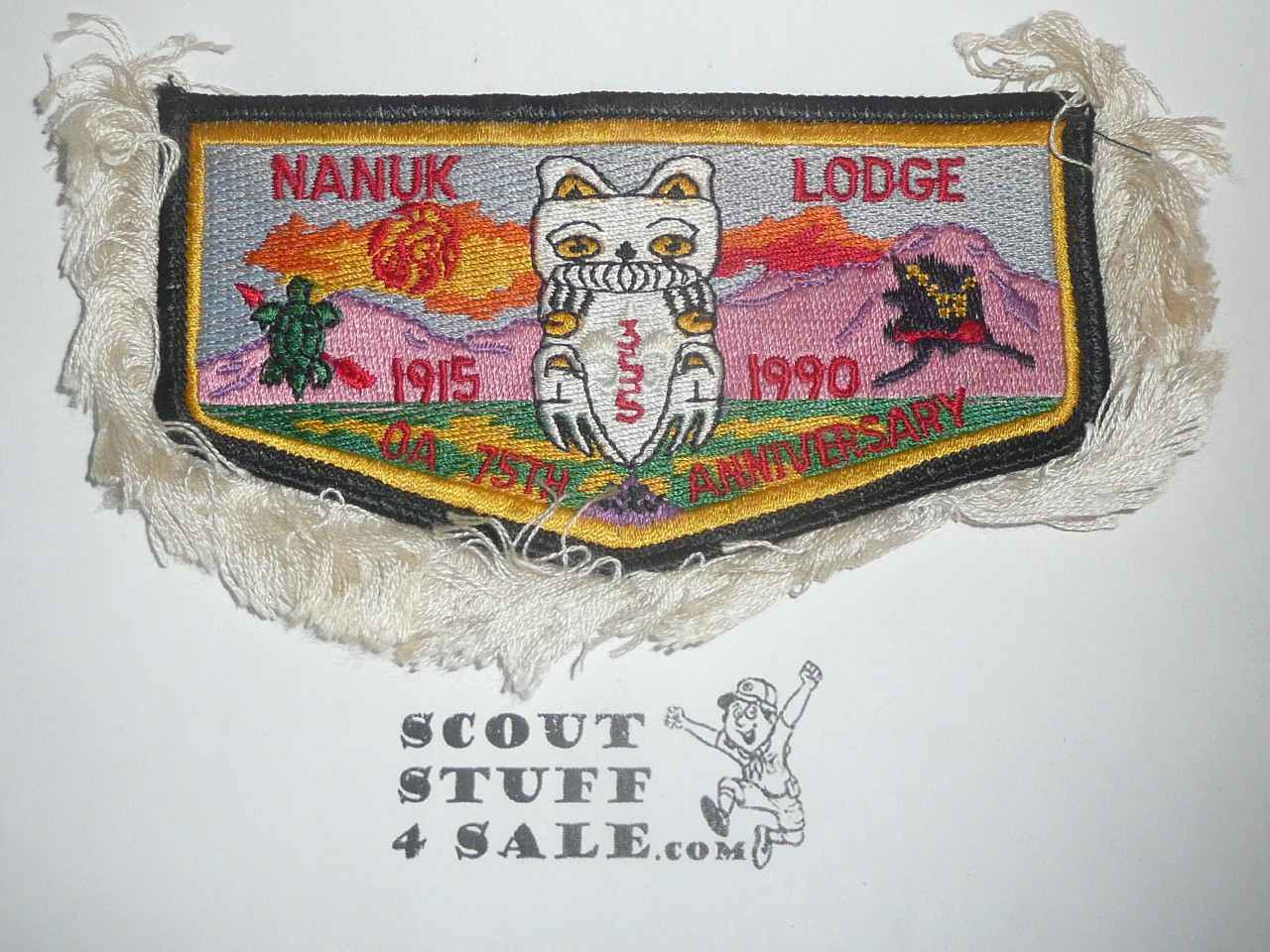 Order of the Arrow Lodge #355 Nanuk s13 1990 OA 75th Anniversary Flap Patch - Boy Scout