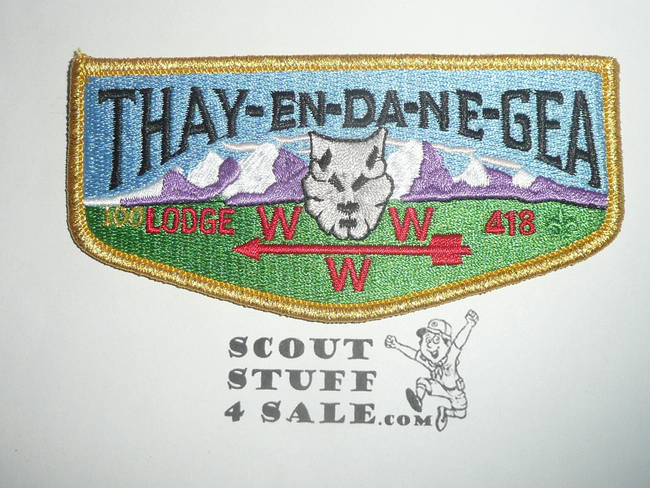 Order of the Arrow Lodge #418 Thay-En-Da-Ne-Gea Historical issue 100 years Flap Patch - Boy Scout